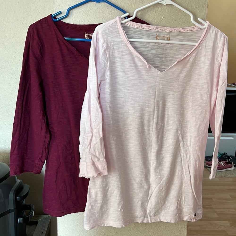 NWOT Ruff Hewn 3/4 Sleeve L shirts.  washed in cold hung to dry and never worn!